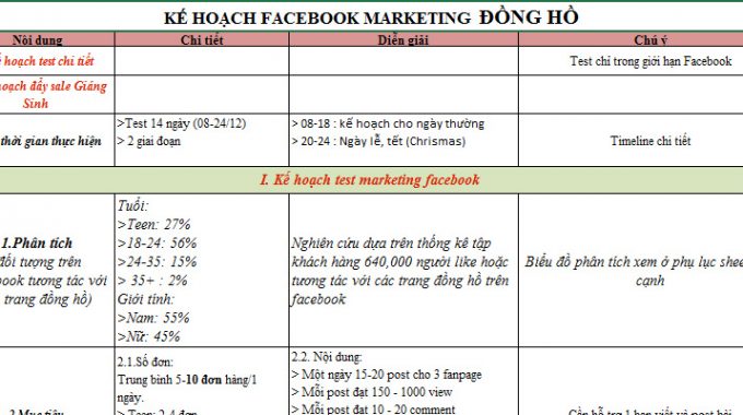 Mẫu Kế Hoạch Marketing Chi Tiết