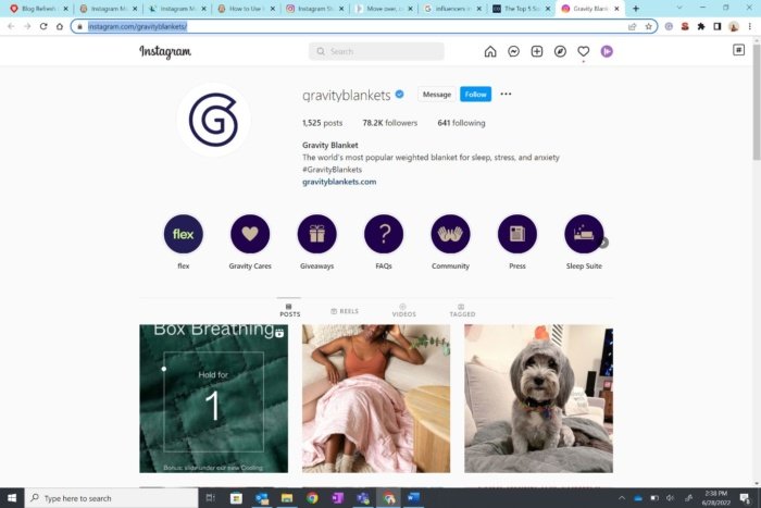 Instagram Marketing Guide: 10 Tips That Actually Work - Bài viết kiến thức mới nhất 2024 14 Gravity Blankets Instagram page.
