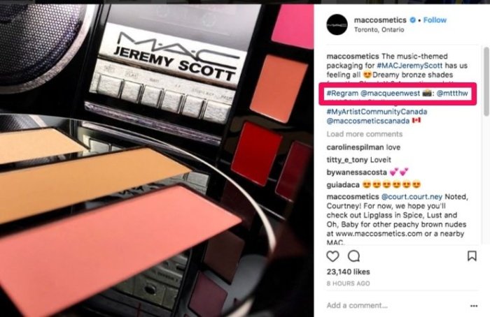 Instagram Marketing Guide: 10 Tips That Actually Work - Bài viết kiến thức mới nhất 2024 17 An Instagram post from Mac Cosmetics showing a makeup pallet.